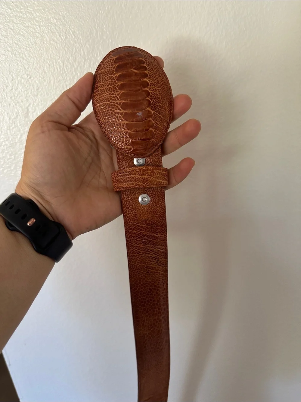 MEXICANA Brown Textured Leather Belt with Oval Buckle size 36